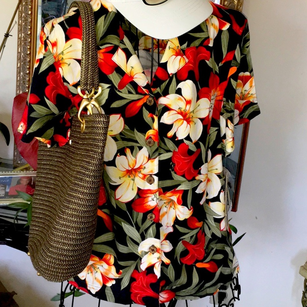 La Cabana All Night Long Tropical print top